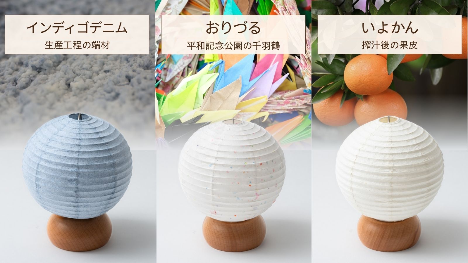 それぞれの素材を背景に置かれる3つのNext提灯